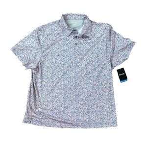 NWT Men’s Etonic pink and blue floral performance polo shirt size XXL